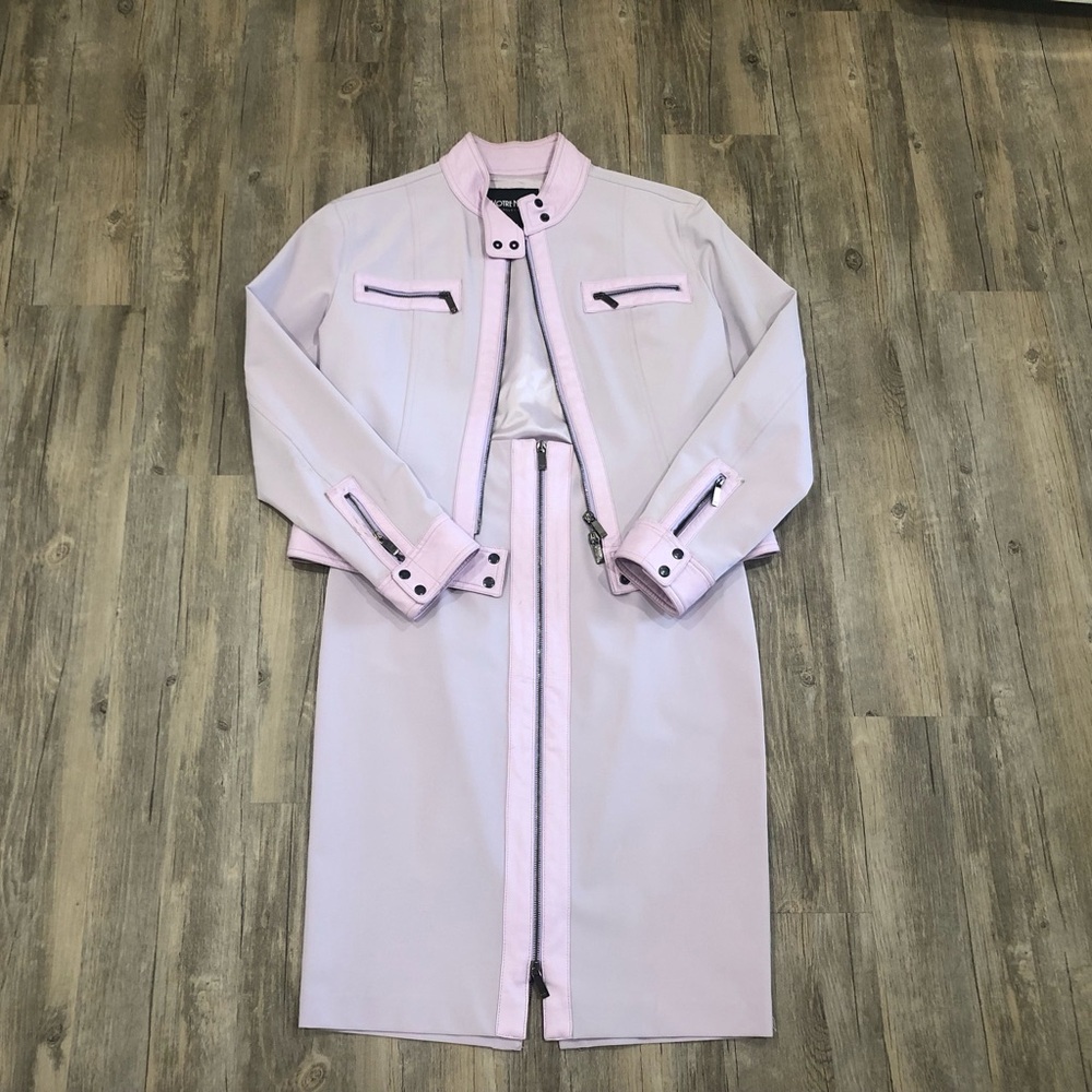 Votre Nom Light Pink Periwinkle Two-Piece Blazer Jacket and Skirt Set - Picture 3 of 15
